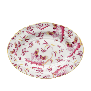 Ginori Oro Di Doccia Magenta Oval Flat Platter - 13"